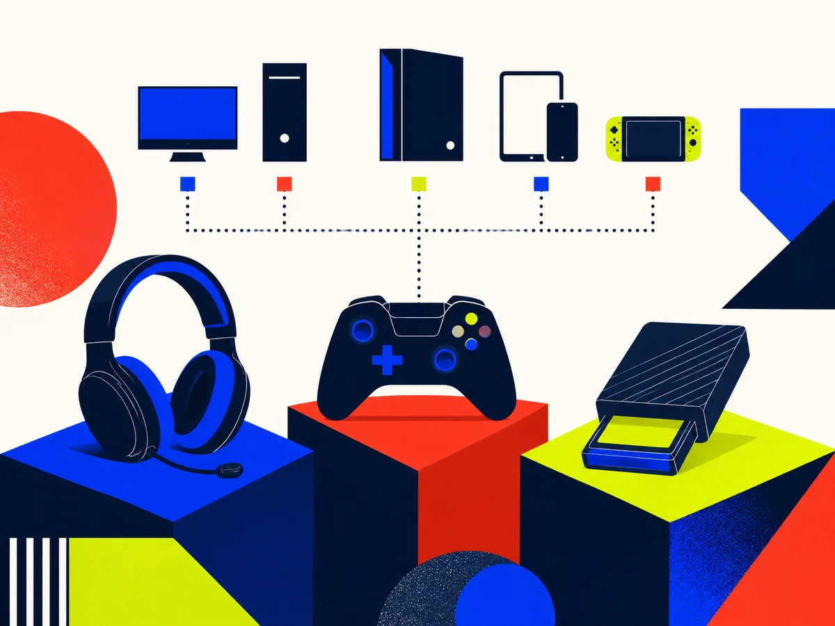 Ilustración editorial genérica para Elegir SSD compatible para PS5, PC o Xbox